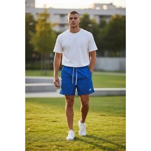 Nike Sportswear Club Woven BLUE Track Shorts Nylon Blue MEDIUM